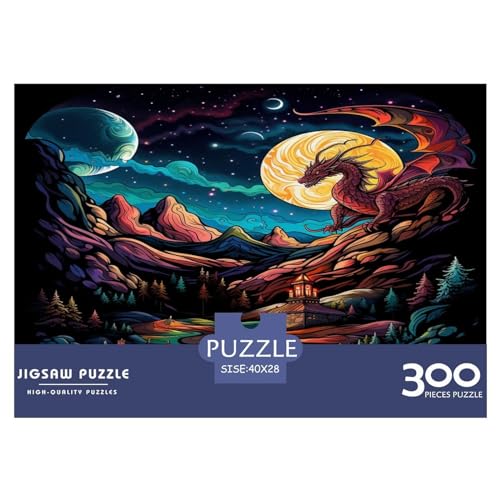 300-teiliges Puzzle für Erwachsene, Drachen-Puzzle-Sets für Familien, Holzpuzzles, Brain Challenge-Puzzle, 300 Teile (40 x 28 cm) von GQmoney