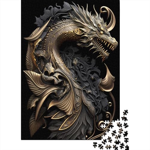 300-teiliges Puzzle für Erwachsene, Standard-Puzzle, Goldener Kaiser, Drache, Familiendekoration, Lernspielzeug, Spiel, 300 Teile (40 x 28 cm) von GQmoney