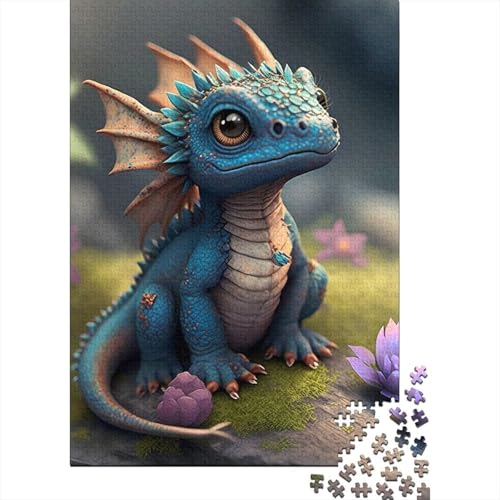 300-teiliges Puzzle für Erwachsene, süße Baby-Drachen, quadratisches Puzzle für Erwachsene und Teenager, Holzpuzzle, Heimkunstdekor, 300 Teile (40 x 28 cm) von GQmoney