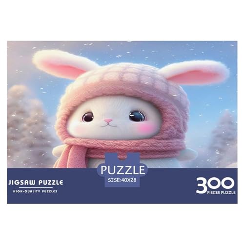 300-teiliges Puzzle für Erwachsene, süßes Kaninchen-Puzzle, 300-teiliges Holzbrett-Puzzle – Entspannungs-Puzzlespiele – Denksport-Puzzle, 300 Teile (40 x 28 cm) von GQmoney