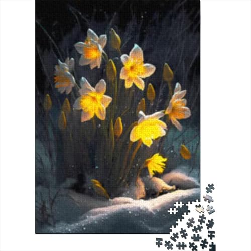 300-teiliges Puzzle für Erwachsene und Lilien, Blumen, Schnee, Puzzle für Erwachsene und Holzpuzzle, Lernspiele für Erwachsene und 300 Teile (40 x 28 cm) von GQmoney