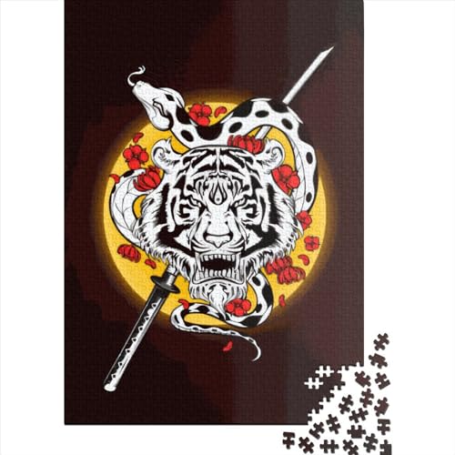 300-teiliges Puzzle für Kinder, 300-teiliges Samurai-Tiger-Puzzle für Teenager, Holzbrett-Puzzle, Spielzeug, Denkspiel, 300 Teile (40 x 28 cm) von GQmoney