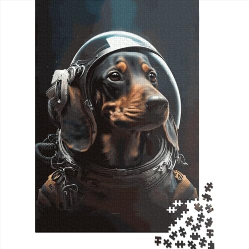 300-teiliges Puzzle für Kinder, Dackel-Astronaut, kreatives Holzpuzzle für Kinder und Jugendliche, Lernpuzzle, Familienspiel (40 x 28 cm) von GQmoney