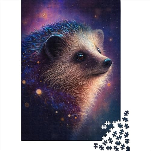 300-teiliges Puzzle mit Galaxie-Tier-Igel, quadratische Puzzles für Kinder, Holzbrett-Puzzles, einzigartige Herausforderungsspiele, 300 Teile (40 x 28 cm) von GQmoney