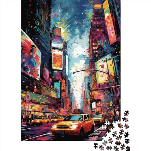 300-teiliges Puzzlespiel „Psychedelia in Times Square“, quadratisches Holzpuzzle, Lernspielzeug, Puzzle, einzigartige Herausforderungsspiele, 300 Teile (40 x 28 cm) von GQmoney