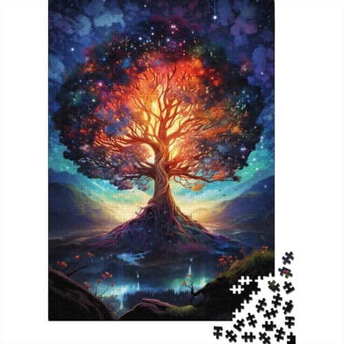 300-teiliges psychedelisches Weltenbaum-Puzzle für Kinder, Holzbrett-Puzzle, Familien-Puzzlespiel, Stressabbau-Puzzles für Kinder, 300 Stück (40 x 28 cm) von GQmoney