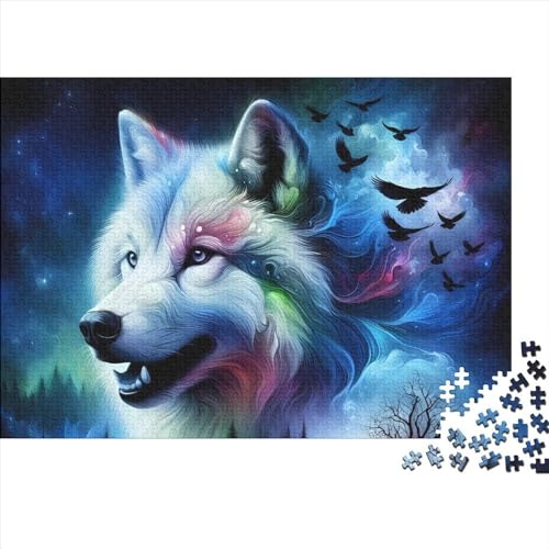 500-teiliges Art-Wolf-Puzzle für Erwachsene, Holzpuzzle, Puzzle für Erwachsene, 500 Teile (52 x 38 cm) von GQmoney