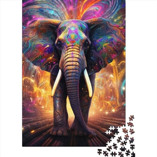 500-teiliges Elefantenkunst-Puzzle für Erwachsene Teenager. Holzpuzzle für Kinder und Teenager. Lustige Puzzles 500 Teile (52 x 38 cm) von GQmoney