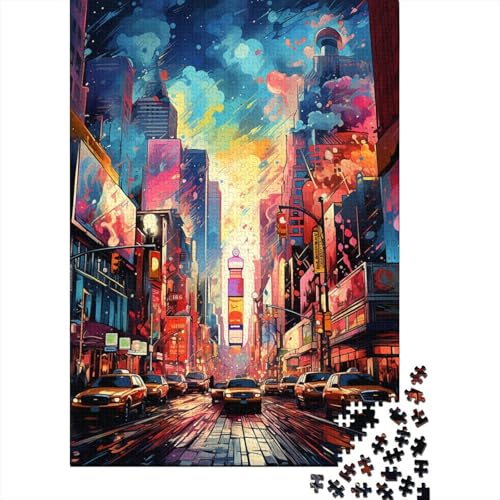 500-teiliges Gemälde mit Neon-Motiv, New York Times Square, großes Puzzle, anspruchsvolle Spiele für die ganze Familie, Unterhaltungsspielzeug, Geschenke, Heimdekoration, 500 Stück (52 x 38 cm) von GQmoney