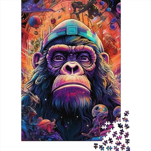 500-teiliges Gorilla-Puzzle für Kinder und Teenager, Holzpuzzle, Lernspiel, Herausforderungsspielzeug, Familie, 500 Teile (52 x 38 cm) von GQmoney