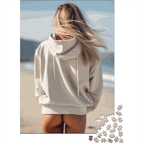 500-teiliges Holzpuzzle „Blondes Mädchen“ für Kinder und Jugendliche ab 12 Jahren. Anspruchsvolle Puzzlegeschenke, Raumdekoration, 500 Teile (52 x 38 cm) von GQmoney