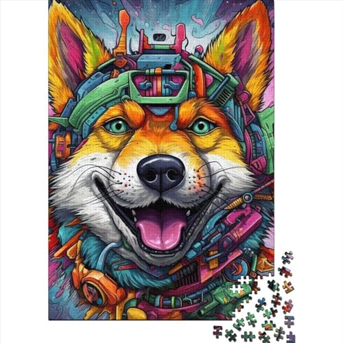 500-teiliges Kunst-Hunde-Puzzle, Holzpuzzles für Kinder, Lernspiel-Puzzles für Erwachsene Teenager, 500 Stück (52 x 38 cm) von GQmoney