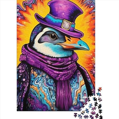 500-teiliges Kunst-Pinguin-Puzzle für Kinder und Erwachsene, Holzpuzzle, Lernspiele für Zuhause, DIY-Spielzeug, 500 Stück (52 x 38 cm) von GQmoney