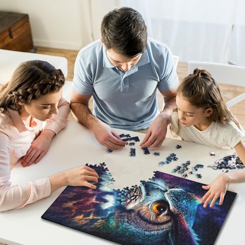 500-teiliges Puzzle, Art Owl Galaxy Jigsaw, kreatives rechteckiges Puzzle, Geschenk für Familienspiel, Freunde, 500 Teile (52 x 38 cm) von GQmoney