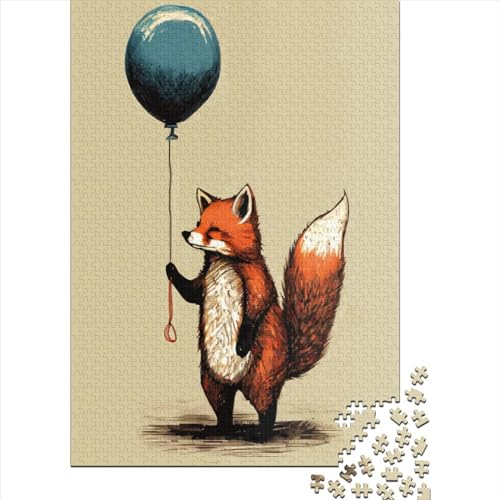 500-teiliges Puzzle, Fuchs, Ballon, Tierpuzzle für Kinder, für Kinder und Jugendliche, Holzbrettpuzzle, tolles Geschenk für Kinder, 500 Teile (52 x 38 cm) von GQmoney