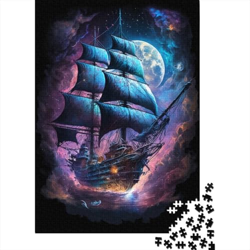 500-teiliges Puzzle, Galaxie-Piratenschiff, rechteckiges Puzzle, schwieriges und anspruchsvolles Holzbrett-Puzzle, 500 Teile (52 x 38 cm) von GQmoney