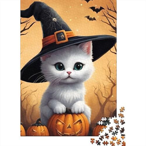 500-teiliges Puzzle, Halloween-Kätzchen, für Erwachsene, Holzpuzzle, Lernspielzeug, 500 Stück (52 x 38 cm) von GQmoney