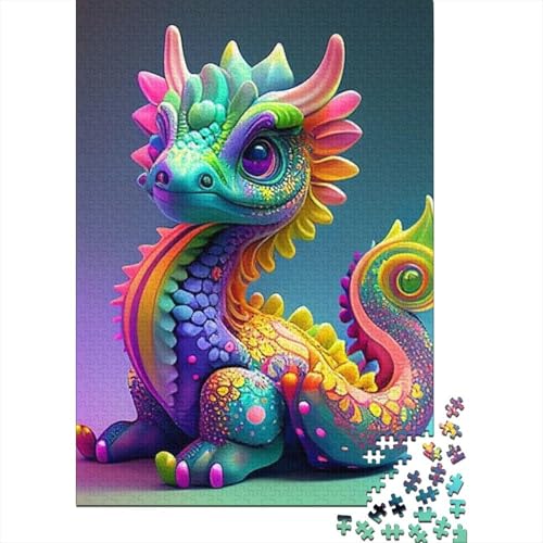 500-teiliges Puzzle, süße Baby-Drachen, Holzpuzzle, Familienaktivität, 500 Teile (52 x 38 cm) von GQmoney