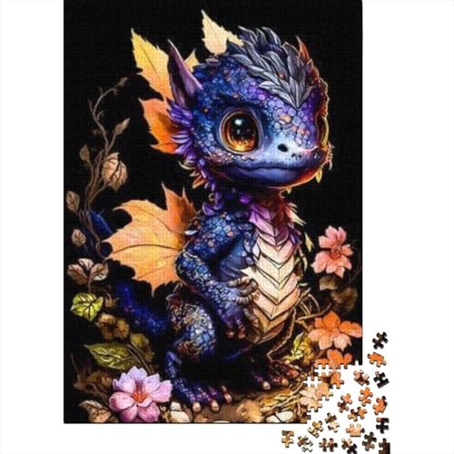 500-teiliges Puzzle, süße Baby-Drachen, kreatives quadratisches Puzzle für Erwachsene, Holzpuzzle, Puzzle für Erwachsene, Lernspiel, Herausforderungsspielzeug, 500 Stück (52 x 38 cm) von GQmoney