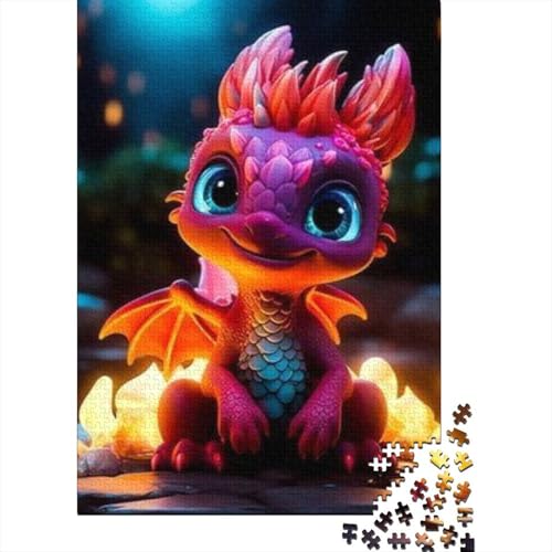 500-teiliges Puzzle, süße Baby-Drachen, kreatives quadratisches Puzzle für Erwachsene und Holzpuzzle, Spielzeug, Denkspiel, 500 Teile (52 x 38 cm) von GQmoney