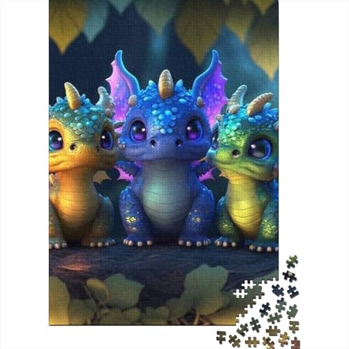 500-teiliges Puzzle, süße Baby-Drachen, quadratische Puzzles für Erwachsene, Holzpuzzles, Familienunterhaltungsspielzeug, 500 Teile (52 x 38 cm) von GQmoney