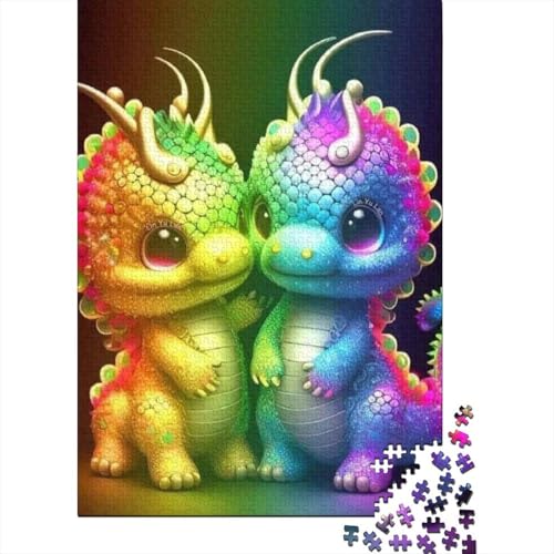 500-teiliges Puzzle, süße Baby-Drachen, quadratische Puzzles für Erwachsene und Holzpuzzles, Lernspielzeug, Familienspiele, 500 Teile (52 x 38 cm) von GQmoney