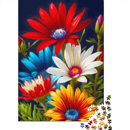 500-teiliges Puzzle „Bunte Blumenmalerei“, quadratisches Puzzle für Erwachsene und Teenager, Holzpuzzle, Familienpuzzlespiel 500 Teile (52 x 38 cm) von GQmoney