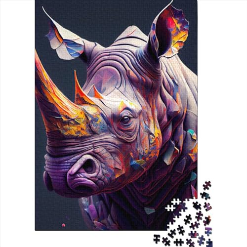 500-teiliges Puzzle „Das schüchterne Nashorn“, Schwierigkeitsgrad: Puzzle, Lernspiele, Spielzeug, 500 Stück (52 x 38 cm) von GQmoney