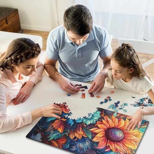 500-teiliges Puzzle „Psychedelische Galaxie-Sonnenblume“, großes Puzzle, anspruchsvolle Spiele für die ganze Familie, Unterhaltungsspielzeug, Geschenke, Heimdekoration, 500 Stück (52 x 38 cm) von GQmoney