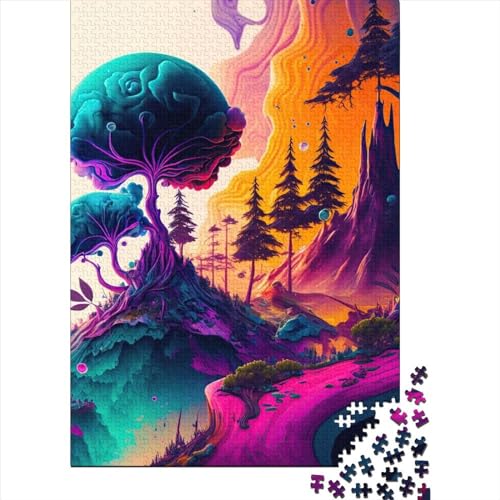 500-teiliges Puzzle „Psychedelische Natur“, Schwierigkeitsgrad: Puzzle, Lernspiele, Spielzeug, 500 Stück (52 x 38 cm) von GQmoney