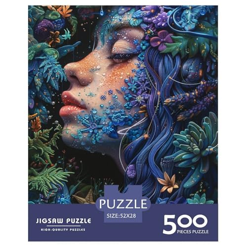 500-teiliges Puzzle „Psychedelisches Mädchen“ für Kinder, Puzzle, Lernspielzeug, 500 Stück (52 x 38 cm) von GQmoney