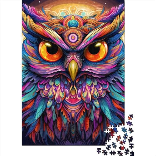 500-teiliges Puzzle für Erwachsene, 500-teiliges Fantasy-Art-Eulen-Puzzle für Teenager, Holzbrett-Puzzle, Spielzeug, Denkspiel, 500 Stück (52 x 38 cm) von GQmoney