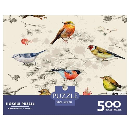 500-teiliges Puzzle für Erwachsene, Vogel-Puzzle, 500-teiliges Holzbrett-Puzzle, Entspannungs-Puzzlespiele, Denksport-Puzzle, 500 Teile (52 x 38 cm) von GQmoney