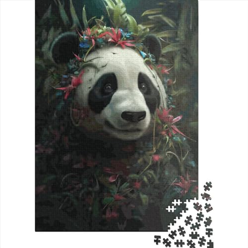 500-teiliges Puzzle für Kinder, 500-teiliges Panda-Blumen-Puzzle für Teenager, Holzbrett-Puzzle, Spielzeug, Denkspiel, 500 Teile (52 x 38 cm) von GQmoney