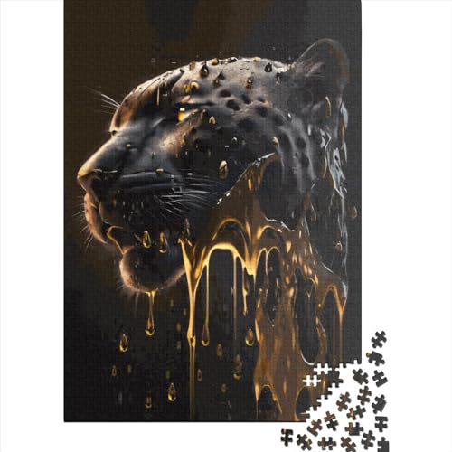 500-teiliges Puzzle für Kinder, 500-teiliges Panther-Tropfen-Puzzle für Teenager, Holzbrett-Puzzle, Spielzeug, Denkspiel, 500 Teile (52 x 38 cm) von GQmoney