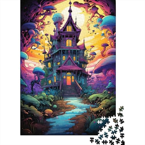 500-teiliges Puzzle für Kinder, 500-teiliges Puzzle, 500-teiliges Puzzle, Bunte psychedelische Hütte, 500-teiliges Puzzlespiel, Geschenk für Kinder und Teenager, 500-teilig (52 x 38 cm) von GQmoney