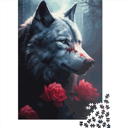 500-teiliges Puzzle für Kinder, 500-teiliges Puzzle „Grauer Wolf“ für Teenager, Holzbrett-Puzzle, Spielzeug, Denkspiel, 500 Teile (52 x 38 cm) von GQmoney