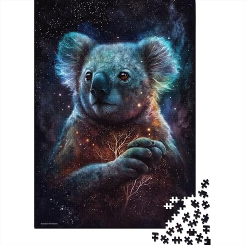 500-teiliges Puzzle für Kinder, Galaxie-Tier-Koala-Puzzle für Kinder ab 18 Jahren, Holzbrett-Puzzle, anspruchsvolles Spiel, 500 Teile (52 x 38 cm) von GQmoney