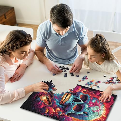 500-teiliges Puzzle für Kinder, bunter Psychedelischer Piratenschädel, 500 Geschenk-Puzzles, Entspannungspuzzles, Teenager-Puzzle, 500-teilig (52 x 38 cm) von GQmoney