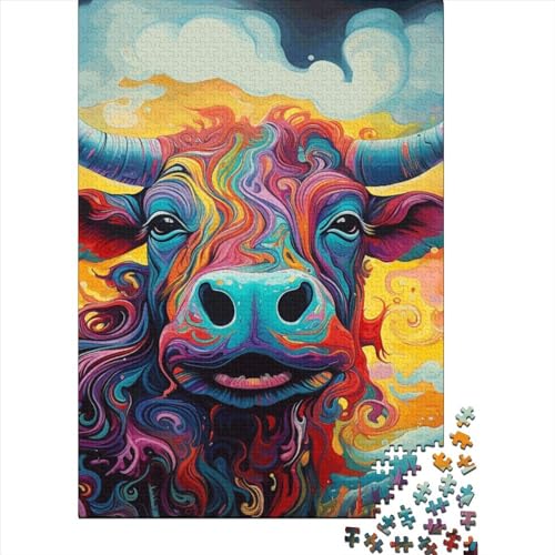 500-teiliges Puzzle mit Tier- und Kuhmotiv, für Kinder und Teenager, Holzpuzzle, Erwachsenenpuzzle, Wichteln, Erntedankfest, 500 Teile (52 x 38 cm) von GQmoney