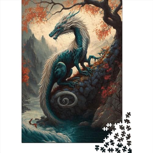 500-teiliges Puzzle mit asiatischem Drachenmotiv, Schwierigkeitsgrad: Puzzle, Lernspiele, Spielzeug, 500 Stück (52 x 38 cm) von GQmoney