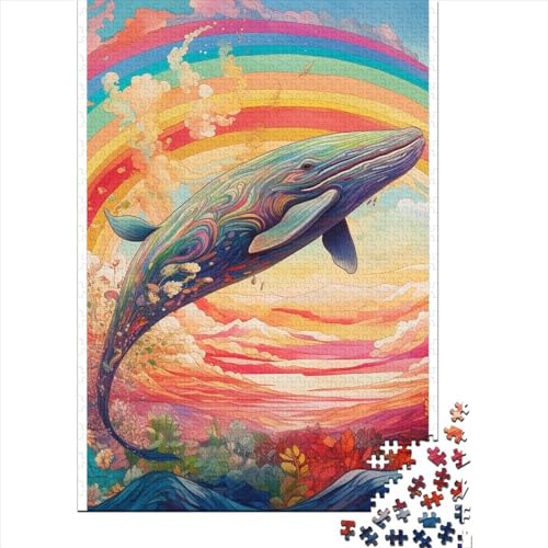 500-teiliges Regenbogen-Wal-Puzzle für Erwachsene Teenager. Holzpuzzle für Kinder und Teenager ab 12 Jahren. 500 Teile (52 x 38 cm) von GQmoney