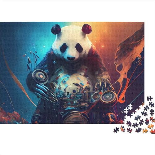 500-teiliges farbenfrohes Musik-Panda-Puzzle für Erwachsene und Teenager. Holzpuzzle für Familienspaß und Spieleabende. 500 Teile (52 x 38 cm) von GQmoney