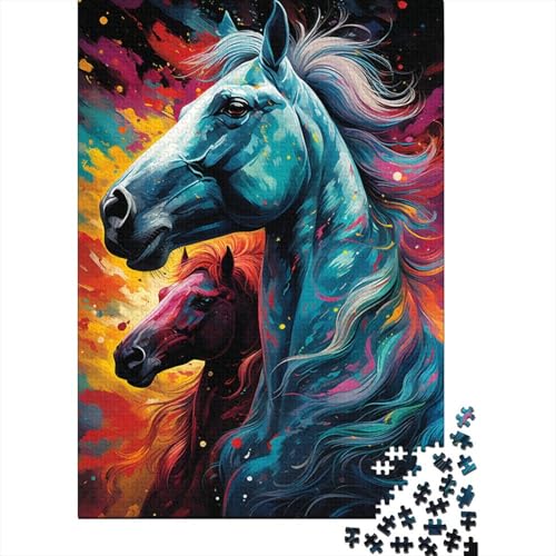 500-teiliges psychedelisches Galaxie-Pferd, großes Puzzle, anspruchsvolle Familienspiele, Unterhaltungsspielzeug, Geschenke, Heimdekoration, 500 Stück (52 x 38 cm) von GQmoney