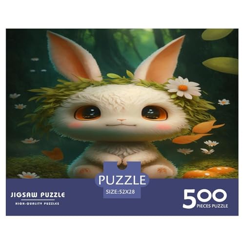 500-teiliges süßes Kaninchen-Puzzle, Puzzle für Erwachsene und Teenager, für Familienspaß und Spieleabende, Halloween 500 Teile (52 x 38 cm) von GQmoney