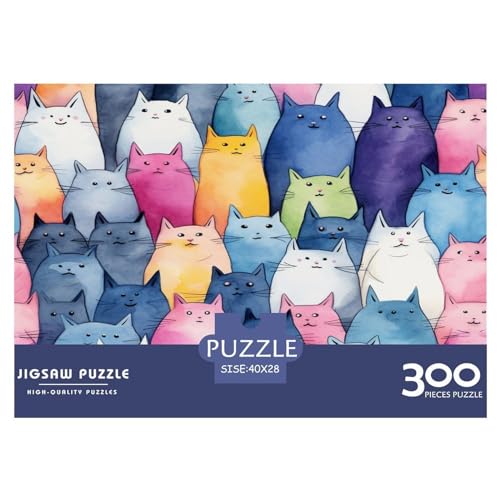 Aquarell-Fat_Cats-Puzzle für Erwachsene, 300 Teile, klassisches Puzzle, Holzpuzzle, Wandkunst, einzigartiges Spielzeug, Geschenk, 300 Stück (40 x 28 cm) von GQmoney
