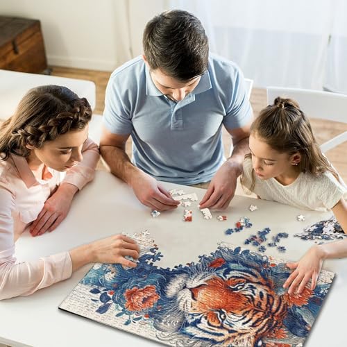 Aquarell-Kunst-Tiger-Puzzlespiel für Erwachsene, 500 Teile, kreatives Puzzle, Dekomprimierungsspiel, 500 Teile (52 x 38 cm) von GQmoney