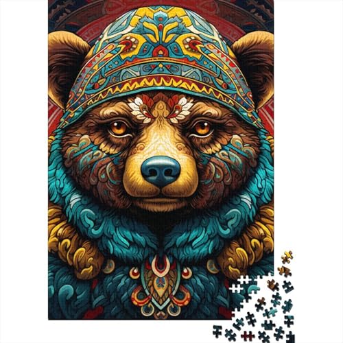 Art Animal Bear Puzzle, kreatives Puzzle für Erwachsene, 300-teiliges Puzzle für Erwachsene und Jugendliche, Puzzle, Lernspielzeug, 300 Teile (40 x 28 cm) von GQmoney