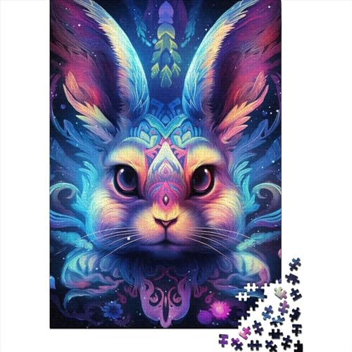 Art Animal Rabbit Puzzle Puzzle 1000 Teile Holzpuzzle Erwachsenenpuzzle für Kinder und Jugendliche 1000 Teile (75x50cm) von GQmoney