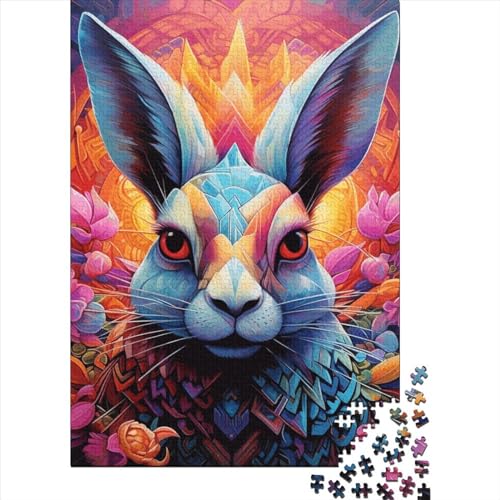 Art Animal Rabbit Puzzles, 300 Teile, Holzpuzzle, Puzzle für Kinder, Lernspiel, Herausforderungsspielzeug, Familie, 300 Teile (40 x 28 cm) von GQmoney